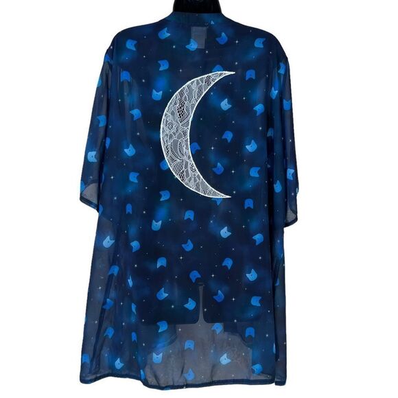 Torrid Sailor Moon Lace Moon Luna Cat Head Print Kimono - Picture 1 of 10
